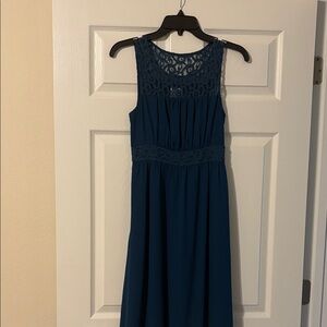 HD in Paris Teal Lace Midi Dress